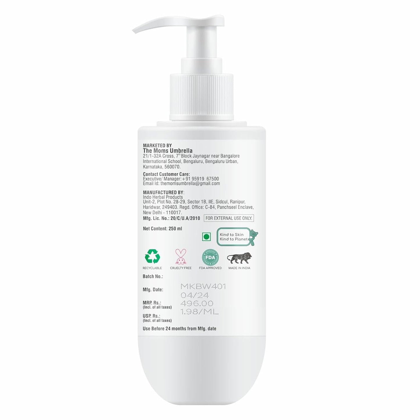 Gentle Face & Body Wash for Kids – 250 ml | Soft on Skin, Tear-Free