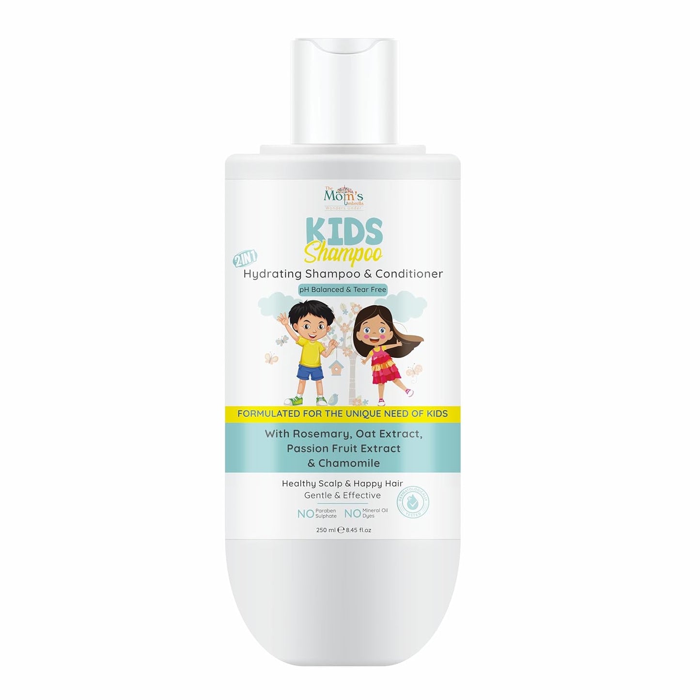 Kids Conditioning Shampoo – 100% Vegan with Rosemary, Oat, Passion Fruit, Ginger & Chamomile (Age 4+ Years)