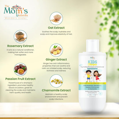 Kids Conditioning Shampoo – 100% Vegan with Rosemary, Oat, Passion Fruit, Ginger & Chamomile (Age 4+ Years)