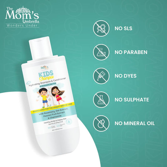 Kids Conditioning Shampoo – 100% Vegan with Rosemary, Oat, Passion Fruit, Ginger & Chamomile (Age 4+ Years)