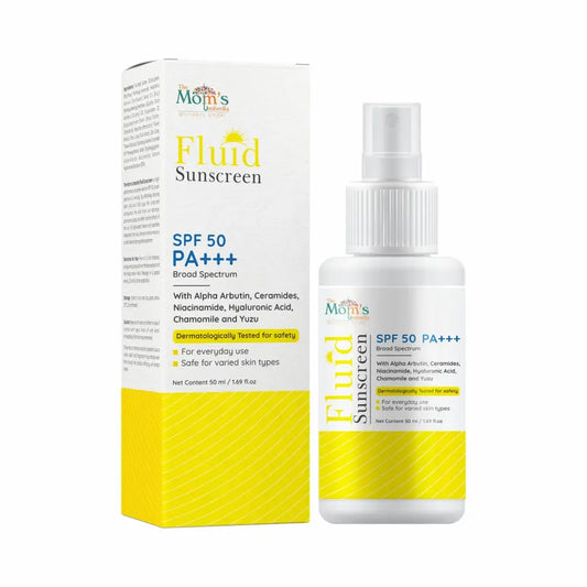 The Mom’s Umbrella Fluid Sunscreen – SPF 50 | Non-Oily, Broad Spectrum UV Protection | Lightweight & Travel-Friendly
